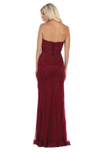 Load image into Gallery viewer, Strapless lace applique &amp; rhinestone long mesh dress- LA1585 - - LA Merchandise
