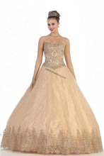 Load image into Gallery viewer, Strapless lace applique &amp; sequins organza dress with bolero 