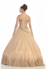 Load image into Gallery viewer, Strapless lace applique &amp; sequins organza dress with bolero 