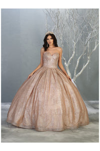 Strapless Quinceanera Ball Gown LA138 - ROSEGOLD / 8 - Dress