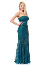 Load image into Gallery viewer, Strapless rhinestone long lace dress- LA5177