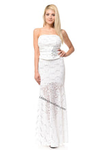 Load image into Gallery viewer, Strapless rhinestone long lace dress- LA5177