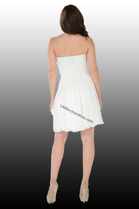 Strapless sequins short sassy chiffon dress- PY7716