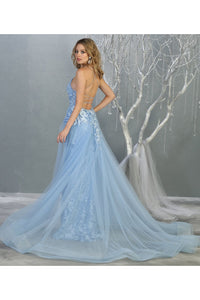 Strappy Evening Gown with Detachable Train - LA7823 - Dress