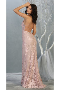 Strappy Evening Gown with Detachable Train - LA7823 - Dress