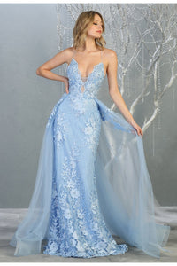 Strappy Evening Gown with Detachable Train - LA7823 - PERRY 