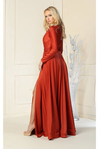 Long Sleeve Stretchy Gown - LA1835 - - LA Merchandise