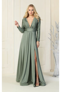 Long Sleeve Stretchy Gown - LA1835 - OLIVE - LA Merchandise