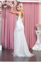 Load image into Gallery viewer, V-Neck Beaded Long Wedding Gown - Dress
