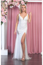 Load image into Gallery viewer, V-Neck Beaded Long Wedding Gown - Dress