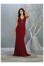 Load image into Gallery viewer, V-Neck Prom Dress LA7771 - Burgundy - Dress LA Merchandise