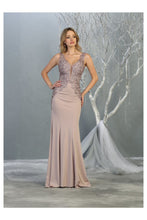 Load image into Gallery viewer, V-Neck Prom Dress LA7771 - Mauve - Dress LA Merchandise