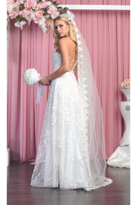 La Merchandise LA1885B Sexy Long Floral Lace Open Back Bridal Gown - - LA Merchandise